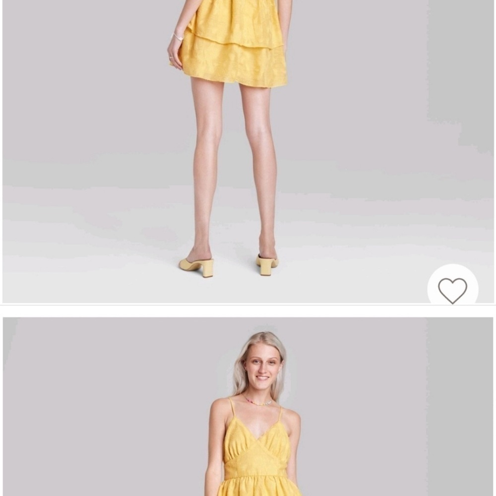 Wild Fable yellow halter spaghetti straps two tier dress Junior size L - Picture 6 of 8
